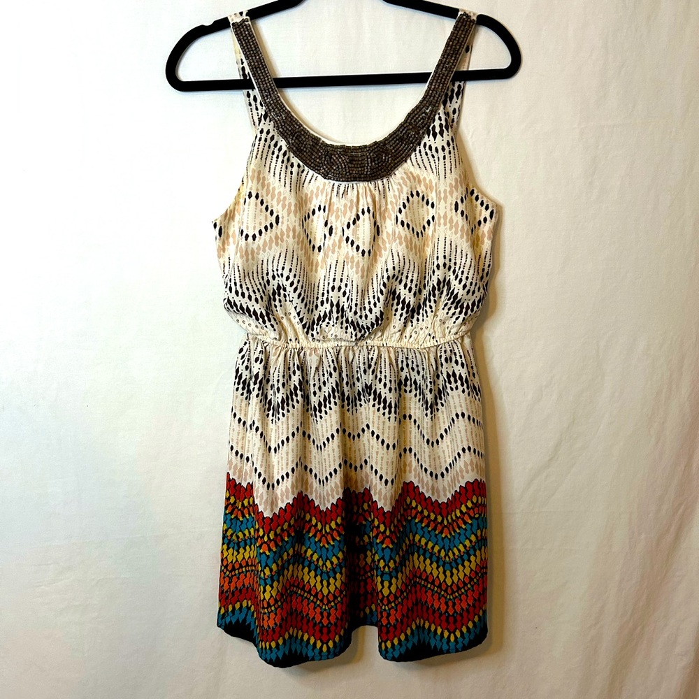 Bohemian Multicolored, Beaded, Three Pink Hearts brand dress size small - Picture 5 of 13